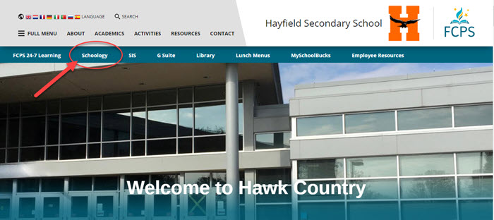 Screenshot of the Hayfield Homepage